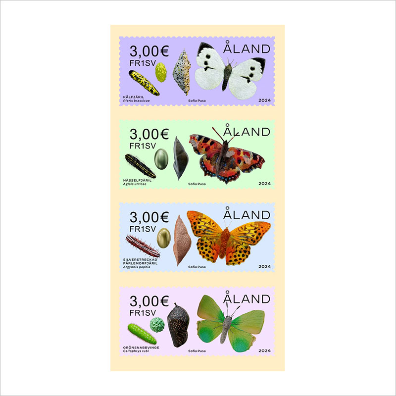 オーランド2024年蝶の変態切手4種 | 切手の通販 英国海外郵趣